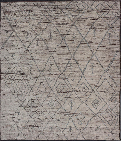 Modern Hand - Knotted Rug in Wool with All - Over Sub - Geometric Tribal Design This modern casual tribal rug has been hand - knotted in wool. The rug features a modern sub - geometric diamond design, replete with various motifs. The rug is rendered in b... - Keivan Woven ArtsAFG - 39662 - 19772Rug