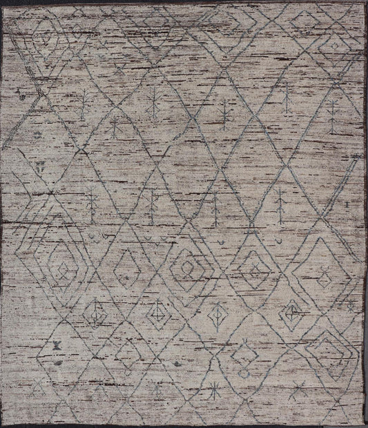 Modern Hand - Knotted Rug in Wool with All - Over Sub - Geometric Tribal Design This modern casual tribal rug has been hand - knotted in wool. The rug features a modern sub - geometric diamond design, replete with various motifs. The rug is rendered in b... - Keivan Woven ArtsAFG - 39662 - 19772Rug
