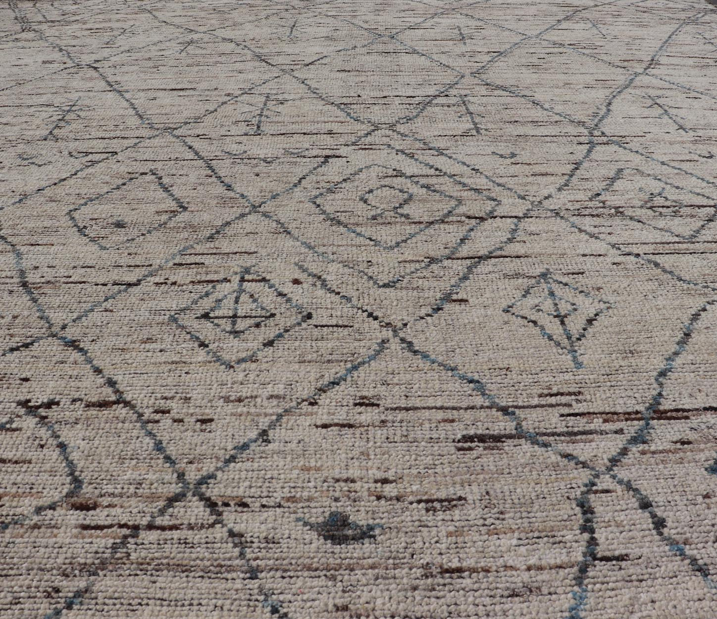 Modern Hand - Knotted Rug in Wool with All - Over Sub - Geometric Tribal Design This modern casual tribal rug has been hand - knotted in wool. The rug features a modern sub - geometric diamond design, replete with various motifs. The rug is rendered in b... - Keivan Woven ArtsAFG - 39662 - 19772Rug