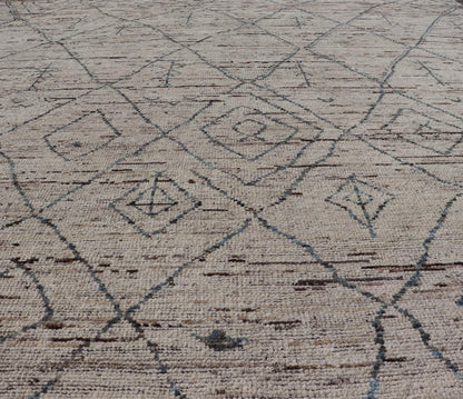 Modern Hand - Knotted Rug in Wool with All - Over Sub - Geometric Tribal Design This modern casual tribal rug has been hand - knotted in wool. The rug features a modern sub - geometric diamond design, replete with various motifs. The rug is rendered in b... - Keivan Woven ArtsAFG - 39662 - 19772Rug