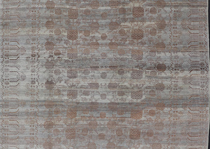 Modern Hand - Knotted Khotan Rug with Sub - Geometric Pomegranate Design This modern casual tribal rug has been hand - knotted. The rug features a modern sub - geometric pomegranate design and is enclosed within a complementary, multi - tiered border, re... - Keivan Woven ArtsAFG - 39680 - 19826Rug