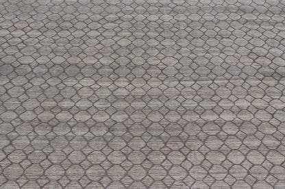 Modern Hand - Knotted Rug in Wool with All - Over Sub - Geometric Design in light gray and off white Tones. This large modern casual rug has been hand - knotted in Northern Afghanistan. The rug features a modern all - over sub - geometric design, replete w... - Keivan Woven ArtsAFG - 39753 - 19340Rug