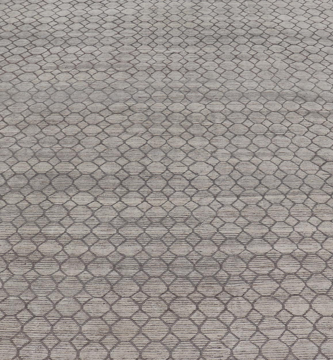 Modern Hand - Knotted Rug in Wool with All - Over Sub - Geometric Design in light gray and off white Tones. This large modern casual rug has been hand - knotted in Northern Afghanistan. The rug features a modern all - over sub - geometric design, replete w... - Keivan Woven ArtsAFG - 39753 - 19340Rug
