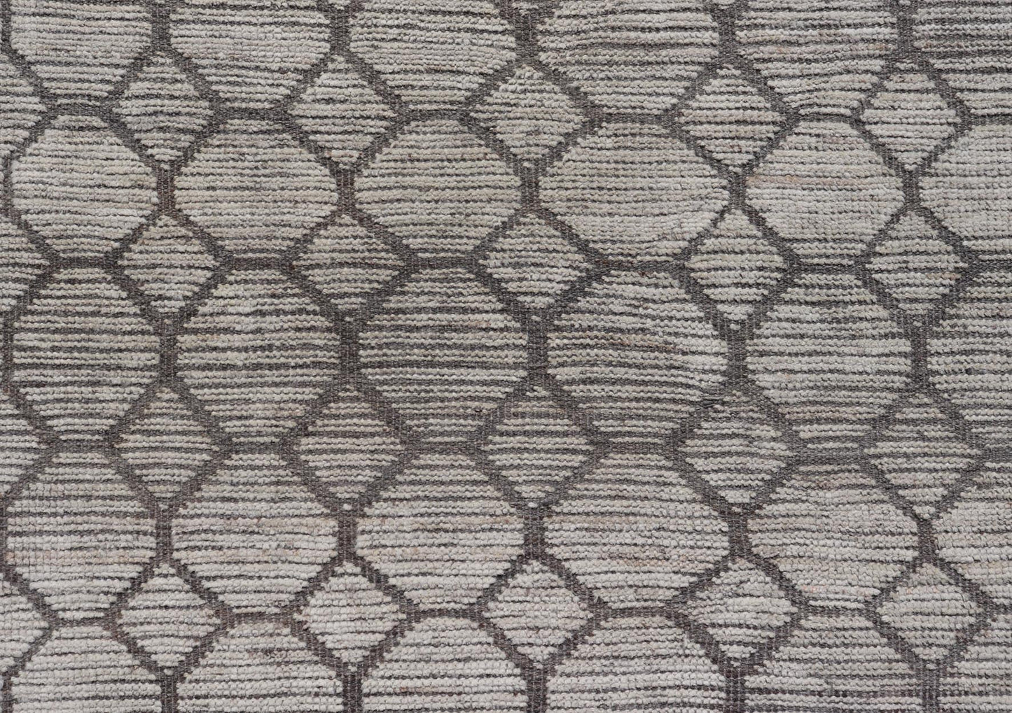 Modern Hand - Knotted Rug in Wool with All - Over Sub - Geometric Design in light gray and off white Tones. This large modern casual rug has been hand - knotted in Northern Afghanistan. The rug features a modern all - over sub - geometric design, replete w... - Keivan Woven ArtsAFG - 39753 - 19340Rug