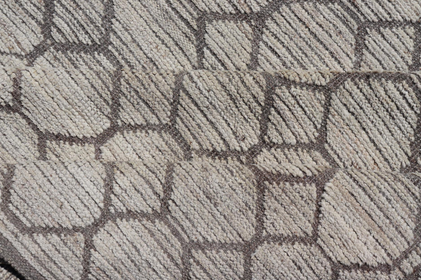 Modern Hand - Knotted Rug in Wool with All - Over Sub - Geometric Design in light gray and off white Tones. This large modern casual rug has been hand - knotted in Northern Afghanistan. The rug features a modern all - over sub - geometric design, replete w... - Keivan Woven ArtsAFG - 39753 - 19340Rug