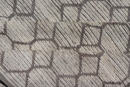 Modern Hand - Knotted Rug in Wool with All - Over Sub - Geometric Design in light gray and off white Tones. This large modern casual rug has been hand - knotted in Northern Afghanistan. The rug features a modern all - over sub - geometric design, replete w... - Keivan Woven ArtsAFG - 39753 - 19340Rug
