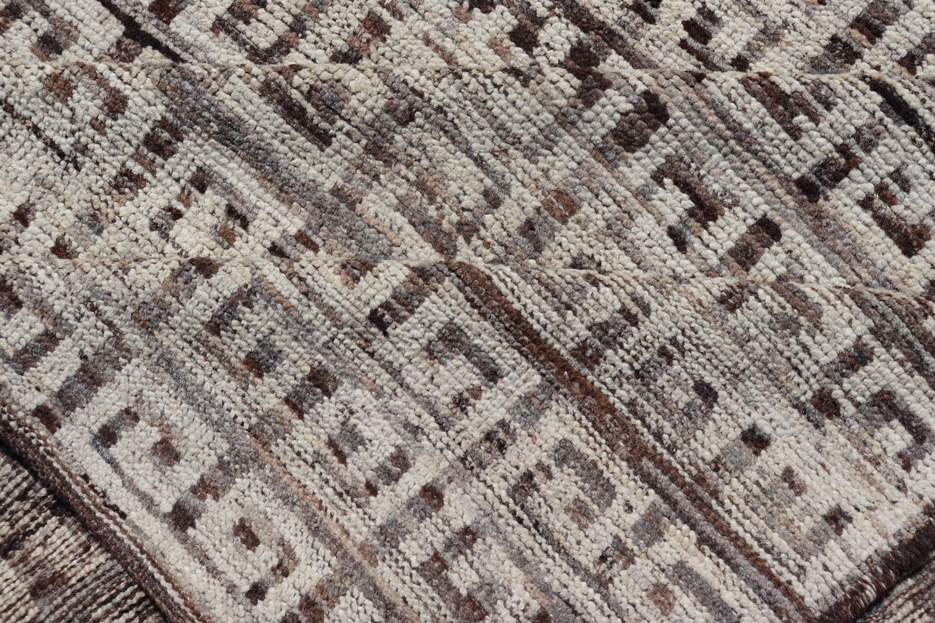 Modern Hand - Knotted Khotan in Wool with Greek Key Design in Earthy Tones This modern casual rug has been hand - knotted. The rug features a modern all - over geometric Greek key design, rendered in earthy tones; making this rug a superb fit for a v... - Keivan Woven ArtsAFG - 39755 - 19346Rug