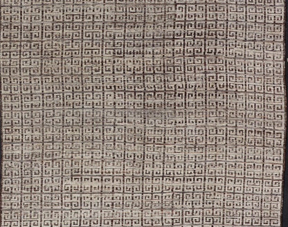 Modern Hand - Knotted Khotan in Wool with Greek Key Design in Earthy Tones This modern casual rug has been hand - knotted. The rug features a modern all - over geometric Greek key design, rendered in earthy tones; making this rug a superb fit for a v... - Keivan Woven ArtsAFG - 39755 - 19346Rug