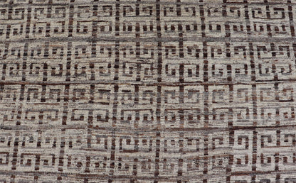 Modern Hand - Knotted Khotan in Wool with Greek Key Design in Earthy Tones This modern casual rug has been hand - knotted. The rug features a modern all - over geometric Greek key design, rendered in earthy tones; making this rug a superb fit for a v... - Keivan Woven ArtsAFG - 39755 - 19346Rug