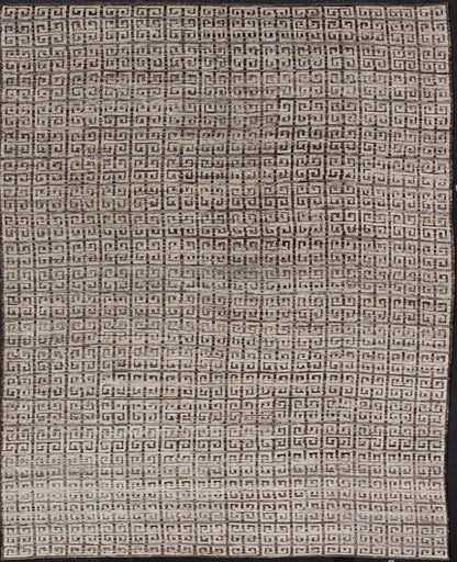 Modern Hand - Knotted Khotan in Wool with Greek Key Design in Earthy Tones This modern casual rug has been hand - knotted. The rug features a modern all - over geometric Greek key design, rendered in earthy tones; making this rug a superb fit for a v... - Keivan Woven ArtsAFG - 39755 - 19346Rug