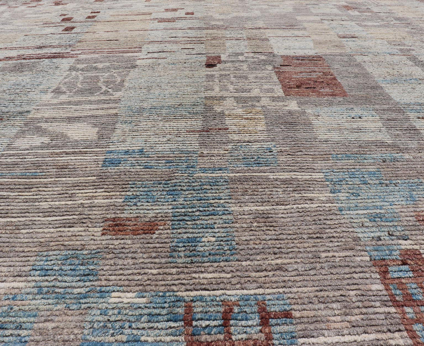 Modern Hand - Knotted Rug in Wool with Sub - Geometric Modern Design in Multicolor This modern casual rug has been hand - knotted. The rug features a modern sub - geometric design, rendered multicolor; making this rug a superb fit for a variety of clas... - Keivan Woven ArtsAFG - 39759 - 19352Rug