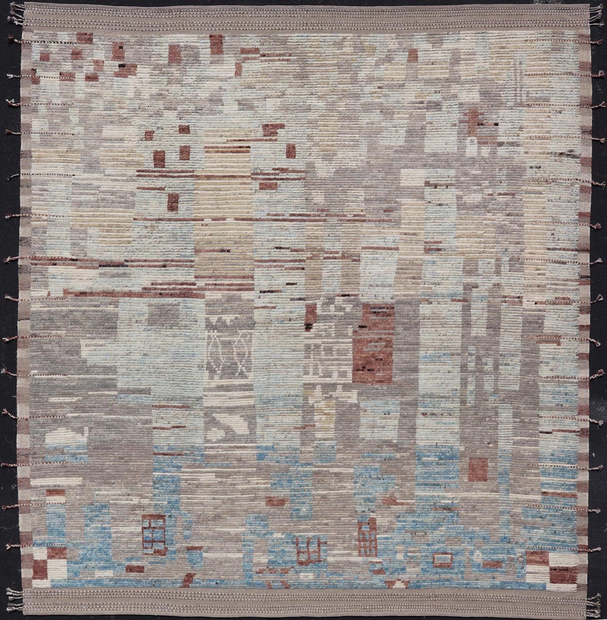 Modern Hand - Knotted Rug in Wool with Sub - Geometric Modern Design in Multicolor This modern casual rug has been hand - knotted. The rug features a modern sub - geometric design, rendered multicolor; making this rug a superb fit for a variety of clas... - Keivan Woven ArtsAFG - 39759 - 19352Rug