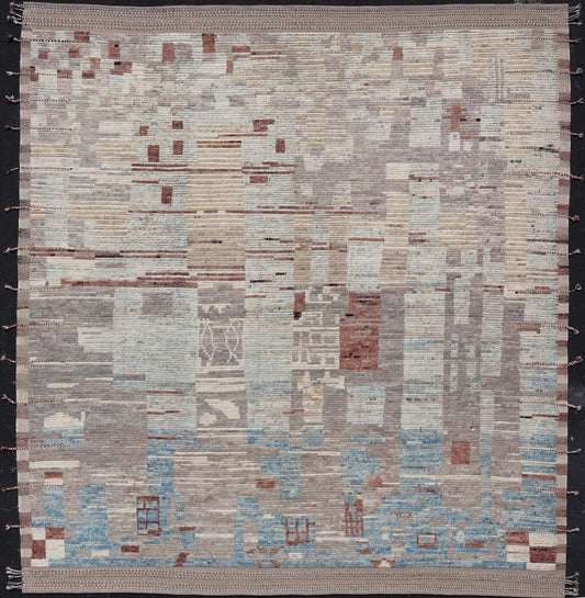 Modern Hand - Knotted Rug in Wool with Sub - Geometric Modern Design in Multicolor This modern casual rug has been hand - knotted. The rug features a modern sub - geometric design, rendered multicolor; making this rug a superb fit for a variety of clas... - Keivan Woven ArtsAFG - 39759 - 19352Rug