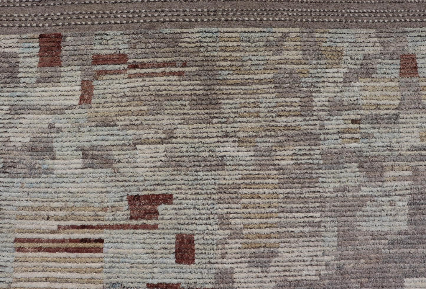 Modern Hand - Knotted Rug in Wool with Sub - Geometric Modern Design in Multicolor This modern casual rug has been hand - knotted. The rug features a modern sub - geometric design, rendered multicolor; making this rug a superb fit for a variety of clas... - Keivan Woven ArtsAFG - 39759 - 19352Rug