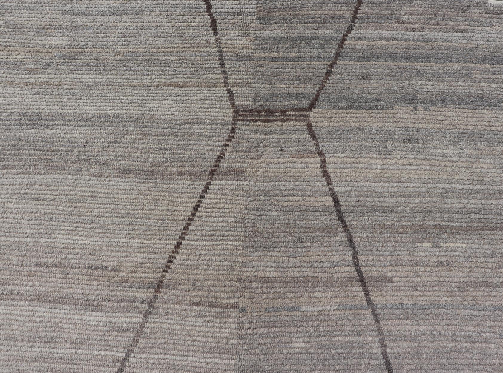 Large Modern Hand - Knotted Rug with Moroccan Design in Earthy and Natural Tones This modern casual rug has been hand - knotted. The rug features a modern Moroccan sub - geometric design, composed of a centralized double diamond pattern; making this ... - Keivan Woven ArtsAFG - 39794 - 19532Rug