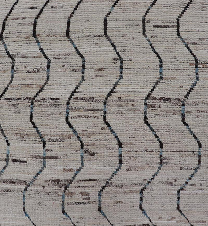 Modern Hand - Knotted Tribal Runner in Wool with Sub - Geometric Modern Design This modern casual tribal runner has been hand - knotted. The rug features a modern sub - geometric modern design, rendered in blue and neutral tones, making this rug a supe... - Keivan Woven ArtsAFG - 39810 - 18698Rug