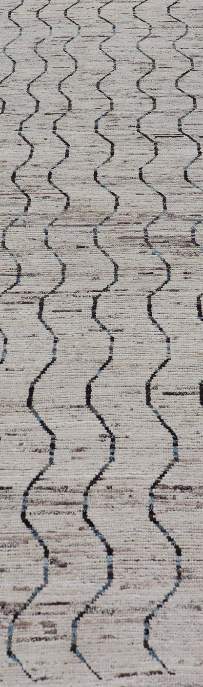 Modern Hand - Knotted Tribal Runner in Wool with Sub - Geometric Modern Design This modern casual tribal runner has been hand - knotted. The rug features a modern sub - geometric modern design, rendered in blue and neutral tones, making this rug a supe... - Keivan Woven ArtsAFG - 39810 - 18698Rug
