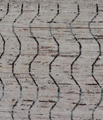 Modern Hand - Knotted Tribal Runner in Wool with Sub - Geometric Modern Design This modern casual tribal runner has been hand - knotted. The rug features a modern sub - geometric modern design, rendered in blue and neutral tones, making this rug a supe... - Keivan Woven ArtsAFG - 39810 - 18698Rug