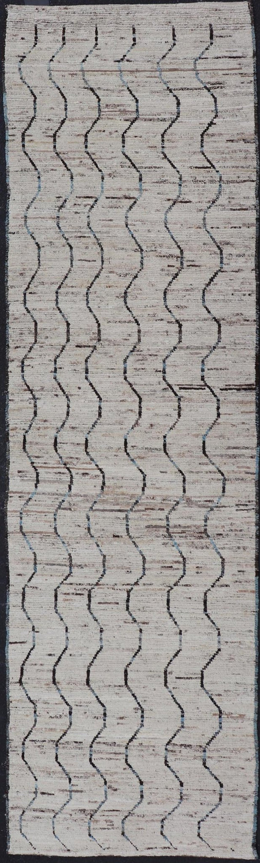 Modern Hand - Knotted Tribal Runner in Wool with Sub - Geometric Modern Design This modern casual tribal runner has been hand - knotted. The rug features a modern sub - geometric modern design, rendered in blue and neutral tones, making this rug a supe... - Keivan Woven ArtsAFG - 39810 - 18698Rug