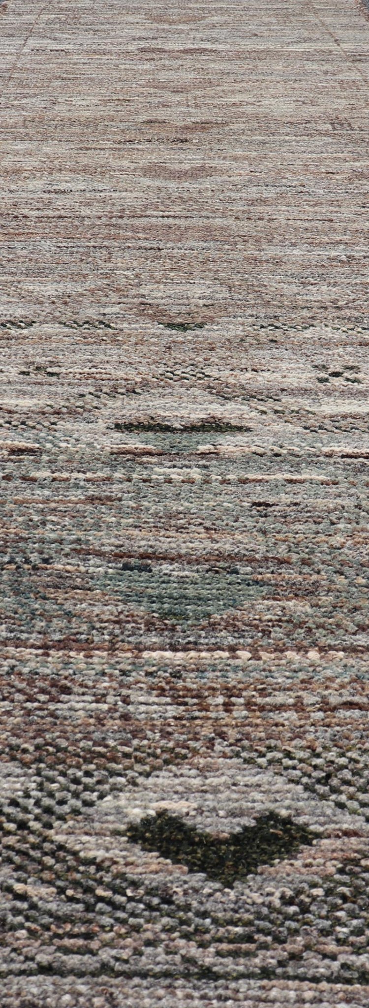 Modern Hand - Knotted Runner in Wool with Diamond Design in Neutral Tones This modern casual tribal runner has been hand - knotted in wool. The runner features a modern all - over sub - geometric diamond design, replete with various motifs in charcoal, ... - Keivan Woven ArtsAFG - 39818 - 19562Rug