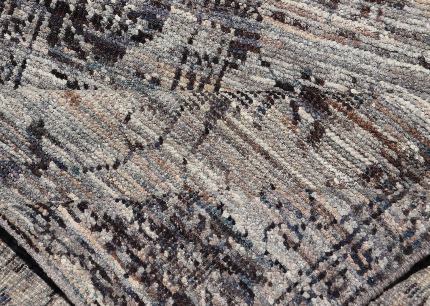 Modern Oushak Designed Runner in Wool with Floral Design in Earthy Tones This modern casual tribal runner has been hand - knotted in wool. The runner features a modern sub - geometric floral design, and is enclosed within a complementary, multi - tie... - Keivan Woven ArtsAFG - 39879 - 19568Rug