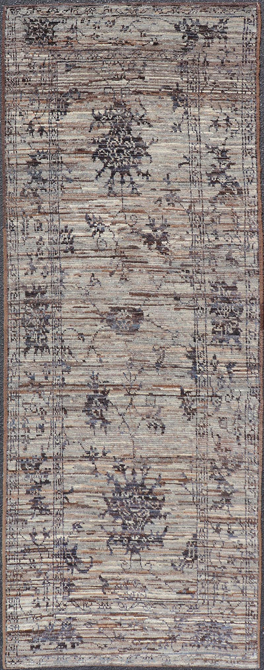 Modern Hand - Knotted Oushak Designed Runner in Wool with Sub - Geometric Design This modern casual tribal runner has been hand - knotted in wool. The runner features a modern sub - geometric oushak design, rendered in charcoal and earthy tones; making ... - Keivan Woven ArtsAFG - 39888 - 19574Rug