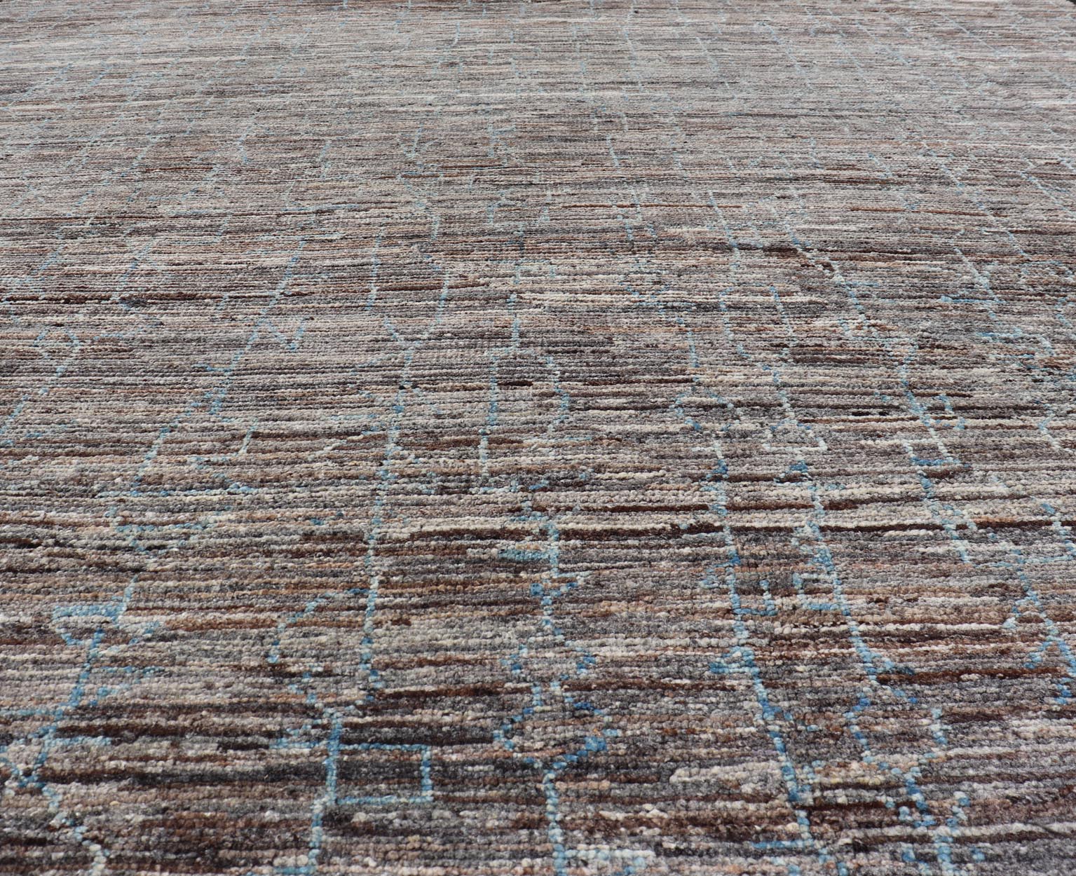 Modern Hand - Knotted Tribal Rug in Wool with All - Over Sub - Geometric Design This modern casual tribal rug has been hand - knotted in wool. The rug features an all - over modern sub - geometric design, rendered in blue, gray and earthy tones; making thi... - Keivan Woven ArtsAFG - 39910 - 19586Rug