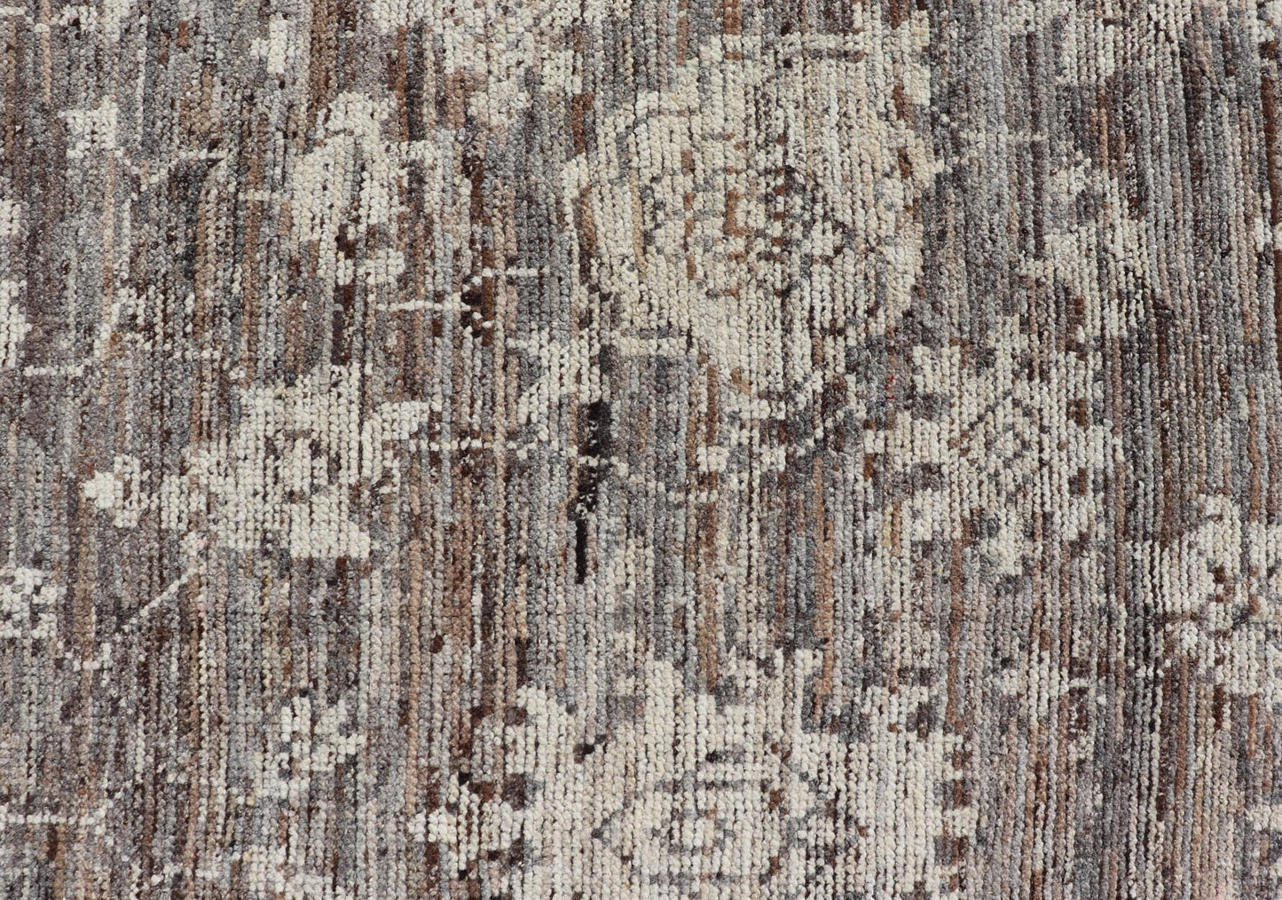 This modern tribal Oushak designed rug has been hand - knotted in wool. The rug features a modern sub - geometric floral design which is enclosed within a complementary, multi - tiered border. The rug is rendered in brown, cream and earthy tones. Measures... - Keivan Woven ArtsAFG - 39912 - 19592Rug