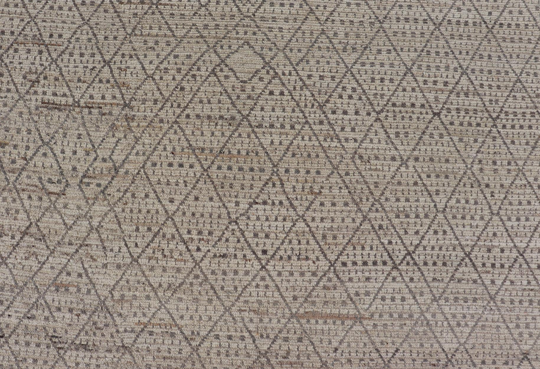 Modern Moroccan Rug in Wool with All - Over Diamond Design by Keivan Woven Arts This modern casual tribal rug has been hand - knotted in wool. The rug features a modern sub - geometric diamond design, replete with various motifs within each diamond.... - Keivan Woven ArtsAFG - 39921 - 19778Rug