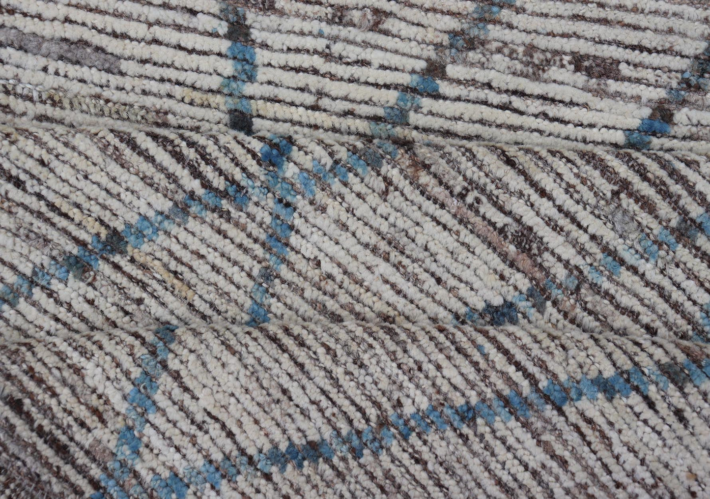 Modern Tribal Runner in Wool with Sub - Geometric Diamond Design in Cream and Blue This modern casual tribal runner has been hand - knotted. The rug features a modern sub - geometric diamond design, rendered in blue and neutral tones, making this rug... - Keivan Woven ArtsAFG - 39935 - 19382Rug