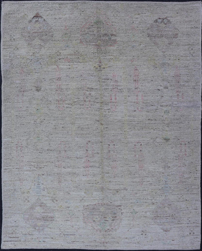Modern Hand - Knotted Muted Tribal Rug in Wool with Sub - Geometric Design This modern casual muted tribal rug has been hand - knotted. The rug features a modern sub - geometric design, rendered in multicolor, making this rug a superb fit for a variety... - Keivan Woven ArtsAFG - 39992 - 19394Rug