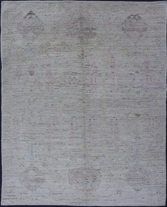 Modern Hand - Knotted Muted Tribal Rug in Wool with Sub - Geometric Design This modern casual muted tribal rug has been hand - knotted. The rug features a modern sub - geometric design, rendered in multicolor, making this rug a superb fit for a variety... - Keivan Woven ArtsAFG - 39992 - 19394Rug