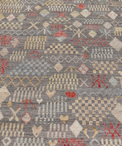 Modern Hand - Knotted Tribal Rug in Wool with Sub - Geometric Design in Multicolor This modern casual tribal rug has been hand - knotted. The rug features a modern all - over sub - geometric design, replete with various motifs in multicolor, making this r... - Keivan Woven ArtsAFG - 39996 - 19400Rug