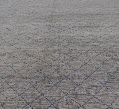 Modern Hand - Knotted Rug in Wool with All - Over Diamond Design in Blue This modern casual tribal rug has been hand - knotted in wool. The rug features a modern all - over sub - geometric diamond design, rendered in blue; making this rug a superb fit f... - Keivan Woven ArtsAFG - 40529 - 19784Rug