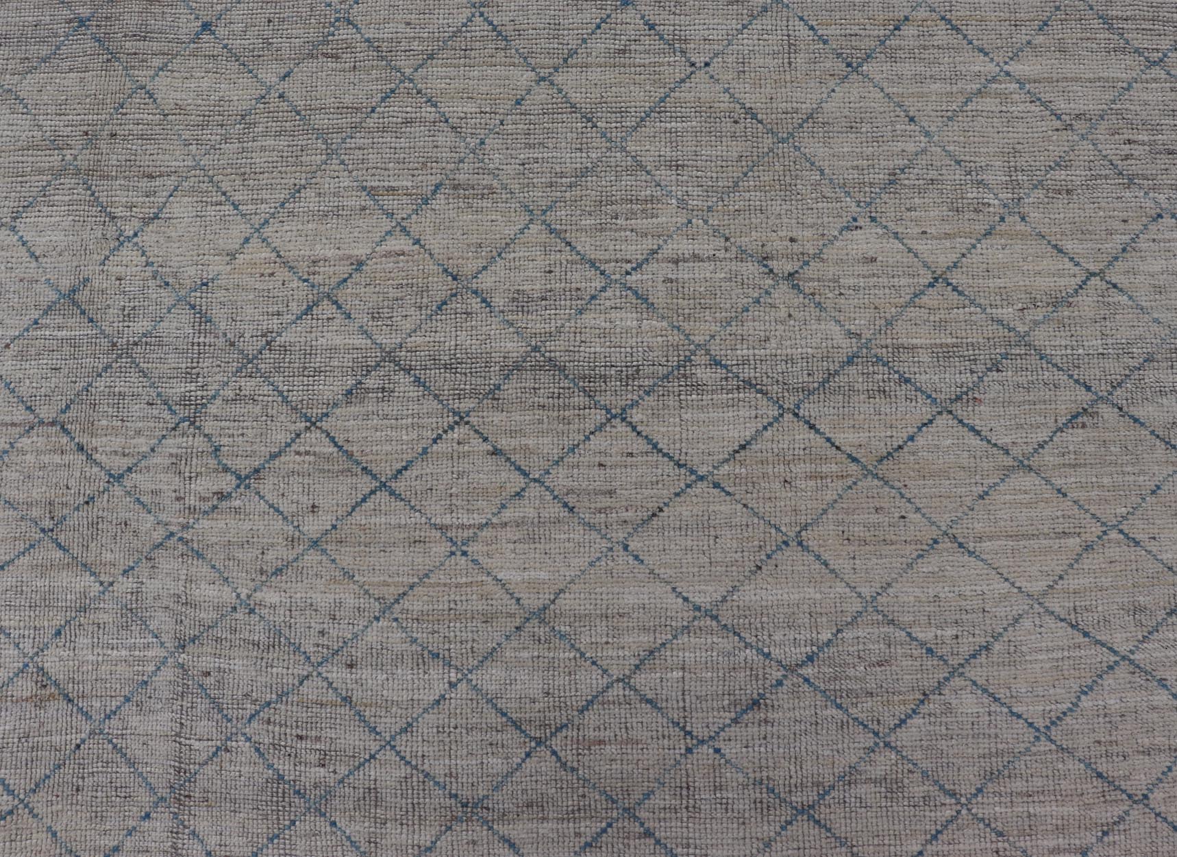 Modern Hand - Knotted Rug in Wool with All - Over Diamond Design in Blue This modern casual tribal rug has been hand - knotted in wool. The rug features a modern all - over sub - geometric diamond design, rendered in blue; making this rug a superb fit f... - Keivan Woven ArtsAFG - 40529 - 19784Rug