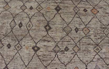 Modern Hand - Knotted Rug in Wool with Sub - Geometric Interlocked Diamond Design This modern casual tribal rug has been hand - knotted. The rug features a modern sub - geometric all - over diamond design, rendered in multicolor, making this rug a superb ... - Keivan Woven ArtsAFG - 40829 - 19424Rug