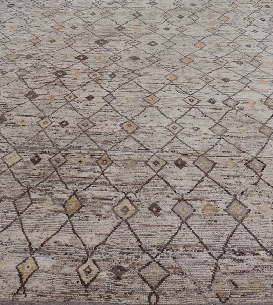 Modern Hand - Knotted Rug in Wool with Sub - Geometric Interlocked Diamond Design This modern casual tribal rug has been hand - knotted. The rug features a modern sub - geometric all - over diamond design, rendered in multicolor, making this rug a superb ... - Keivan Woven ArtsAFG - 40829 - 19424Rug