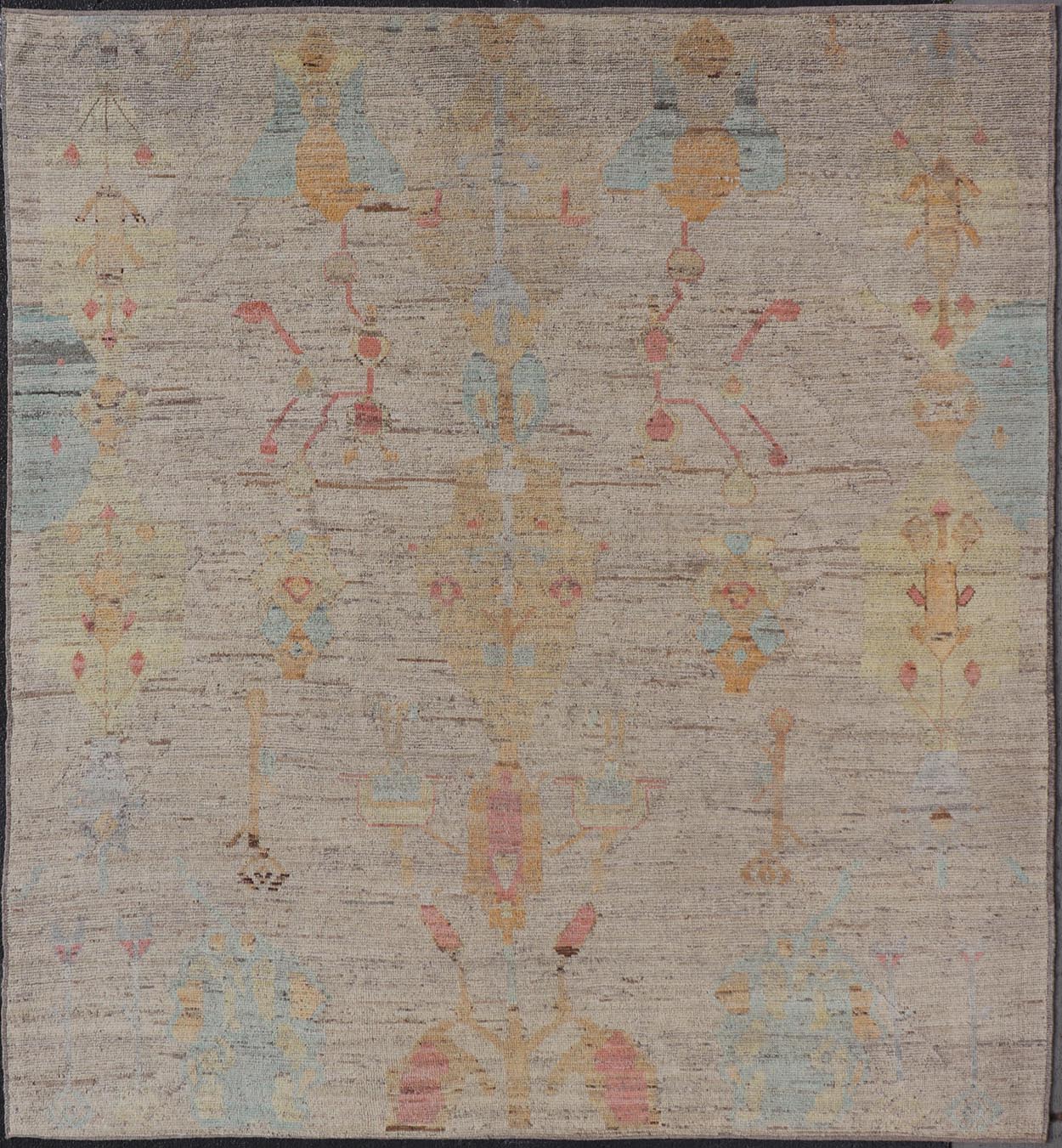 Modern Hand - Knotted Rug with All - Over Sub - Geometric Design in Multicolor This modern casual tribal rug has been hand - knotted in wool. The rug features a modern sub - geometric design, replete with various motifs in multicolor, making this rug a s... - Keivan Woven ArtsAFG - 40846 - 19790Rug