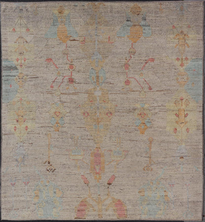 Modern Hand - Knotted Rug with All - Over Sub - Geometric Design in Multicolor This modern casual tribal rug has been hand - knotted in wool. The rug features a modern sub - geometric design, replete with various motifs in multicolor, making this rug a s... - Keivan Woven ArtsAFG - 40846 - 19790Rug