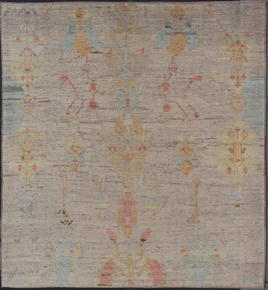 Modern Hand - Knotted Rug with All - Over Sub - Geometric Design in Multicolor This modern casual tribal rug has been hand - knotted in wool. The rug features a modern sub - geometric design, replete with various motifs in multicolor, making this rug a s... - Keivan Woven ArtsAFG - 40846 - 19790Rug
