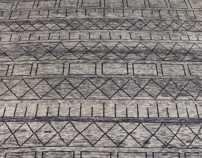 Modern Hand - Knotted Rug in Wool with Geometric Design in Black and Gray Tones This modern casual tribal rug has been hand - knotted. The rug features a modern geometric design, replete with various shapes rendered in black and gray tones; making t... - Keivan Woven ArtsAFG - 40857 - 19442Rug