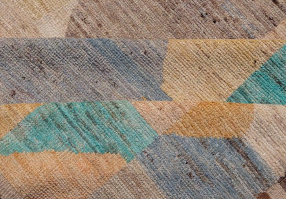 Modern Hand - Knotted Rug in Wool with Abstract Sub - Geometric Design in Multicolor This modern casual rug has been hand - knotted. The rug features an abstract sub - geometric design, rendered in fun multicolor; making this rug a superb fit for a vari... - Keivan Woven ArtsAFG - 40880 - 19454Rug