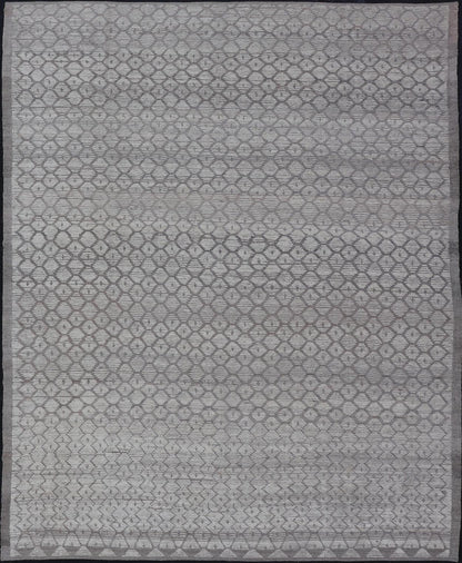 Modern Moroccan Hand - Knotted Rug with All - Over Sub - Geometric Hexagonal Design This modern casual Moroccan rug has been hand - knotted in wool. The rug features a modern all - over sub - geometric hexagonal design, rendered in various neutral tones; m... - Keivan Woven ArtsAFG - 40926 - 19796Rug