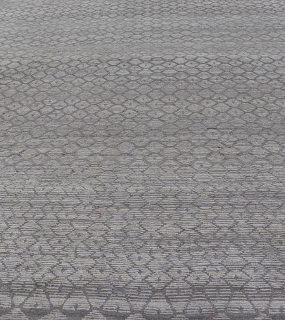 Modern Moroccan Hand - Knotted Rug with All - Over Sub - Geometric Hexagonal Design This modern casual Moroccan rug has been hand - knotted in wool. The rug features a modern all - over sub - geometric hexagonal design, rendered in various neutral tones; m... - Keivan Woven ArtsAFG - 40926 - 19796Rug