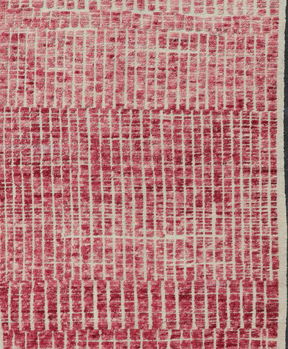 Modern Hand - Knotted Tribal Rug in Wool with Geometric Design in Raspberry - Red This modern casual tribal rug has been hand - knotted. The rug features a modern geometric linear design, replete with a raspberry - red hue; making this rug a superb fit... - Keivan Woven ArtsAFG - 40940 - 19832Rug