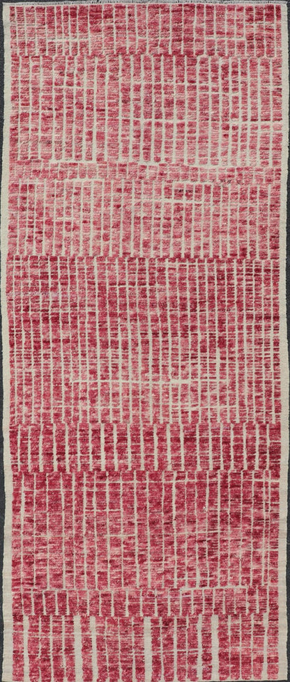Modern Hand - Knotted Tribal Rug in Wool with Geometric Design in Raspberry - Red This modern casual tribal rug has been hand - knotted. The rug features a modern geometric linear design, replete with a raspberry - red hue; making this rug a superb fit... - Keivan Woven ArtsAFG - 40940 - 19832Rug