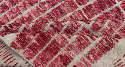 Modern Hand - Knotted Tribal Rug in Wool with Geometric Design in Raspberry - Red This modern casual tribal rug has been hand - knotted. The rug features a modern geometric linear design, replete with a raspberry - red hue; making this rug a superb fit... - Keivan Woven ArtsAFG - 40940 - 19832Rug