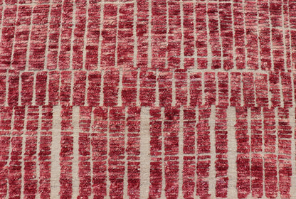 Modern Hand - Knotted Tribal Rug in Wool with Geometric Design in Raspberry - Red This modern casual tribal rug has been hand - knotted. The rug features a modern geometric linear design, replete with a raspberry - red hue; making this rug a superb fit... - Keivan Woven ArtsAFG - 40940 - 19832Rug