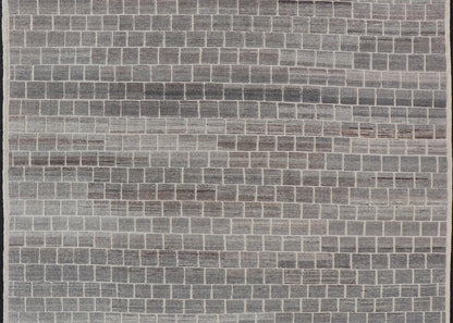 The rug showcases its expansive grid pattern, emphasizing the uniformity and precise alignment of each block. The blocks contrast sharply against the lighter threads, creating a striking visual grid that is both bold and balanced. Perfect for a contemp... - Keivan Woven ArtsAFG - 40986 - 19640Rug
