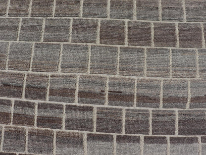 The rug showcases its expansive grid pattern, emphasizing the uniformity and precise alignment of each block. The blocks contrast sharply against the lighter threads, creating a striking visual grid that is both bold and balanced. Perfect for a contemp... - Keivan Woven ArtsAFG - 40986 - 19640Rug